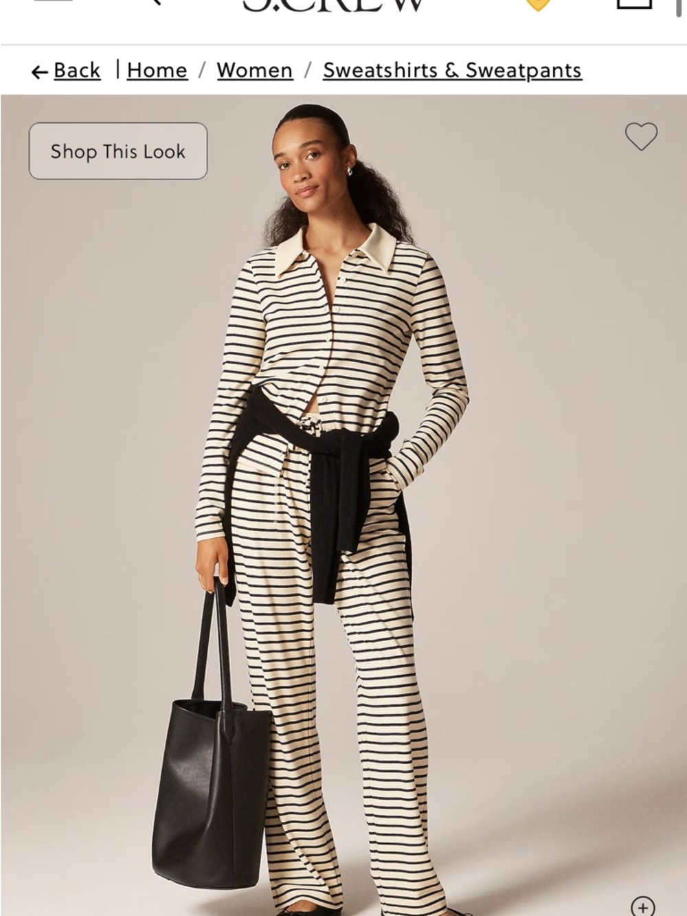 J. Crew Cream and Navy Striped Drawstring Pants